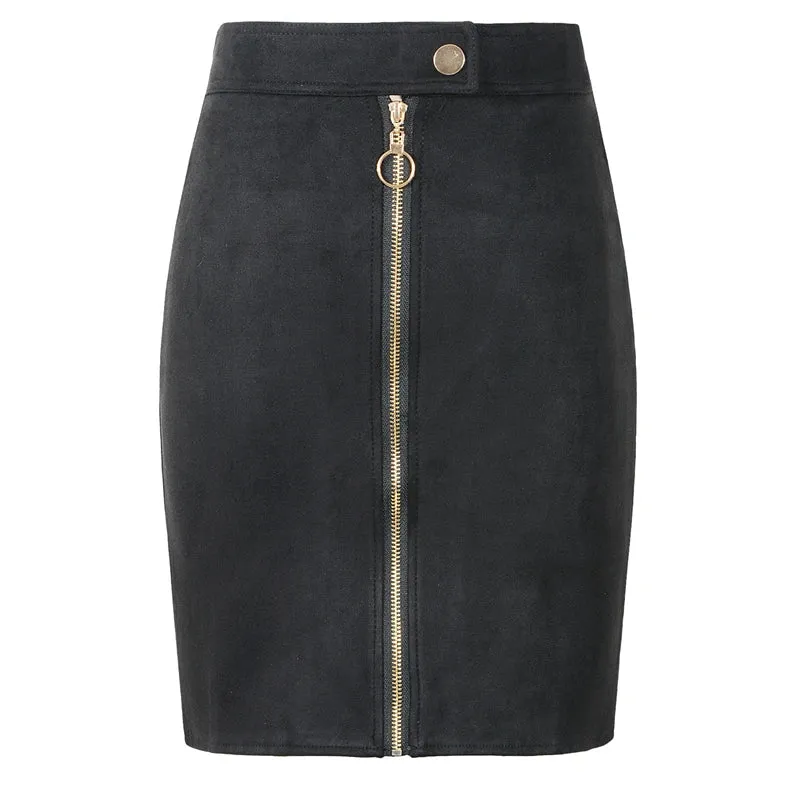 Neophil Women Suede Mini Pencil Skirts Female Vintage Style 2024 Winter Front Zipper Button Ladies Short Skirts Tutu Saia S1911