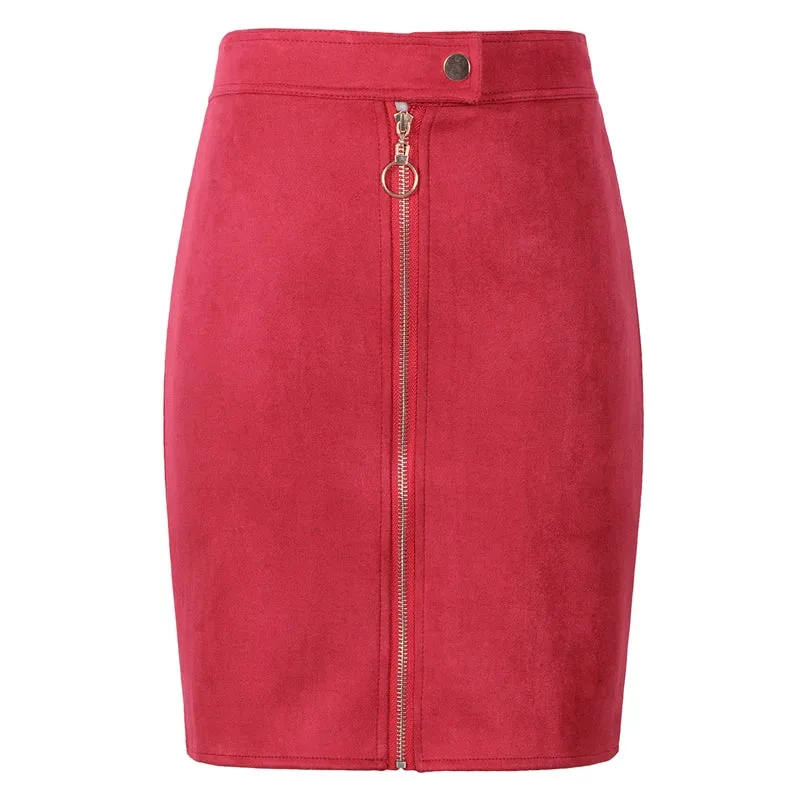 Neophil Women Suede Mini Pencil Skirts Female Vintage Style 2024 Winter Front Zipper Button Ladies Short Skirts Tutu Saia S1911