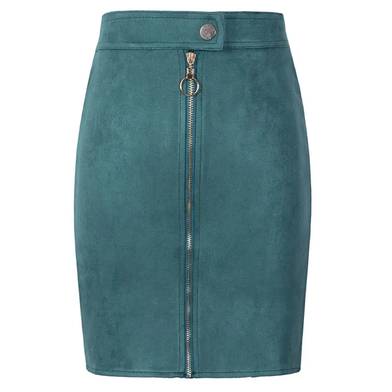 Neophil Women Suede Mini Pencil Skirts Female Vintage Style 2024 Winter Front Zipper Button Ladies Short Skirts Tutu Saia S1911