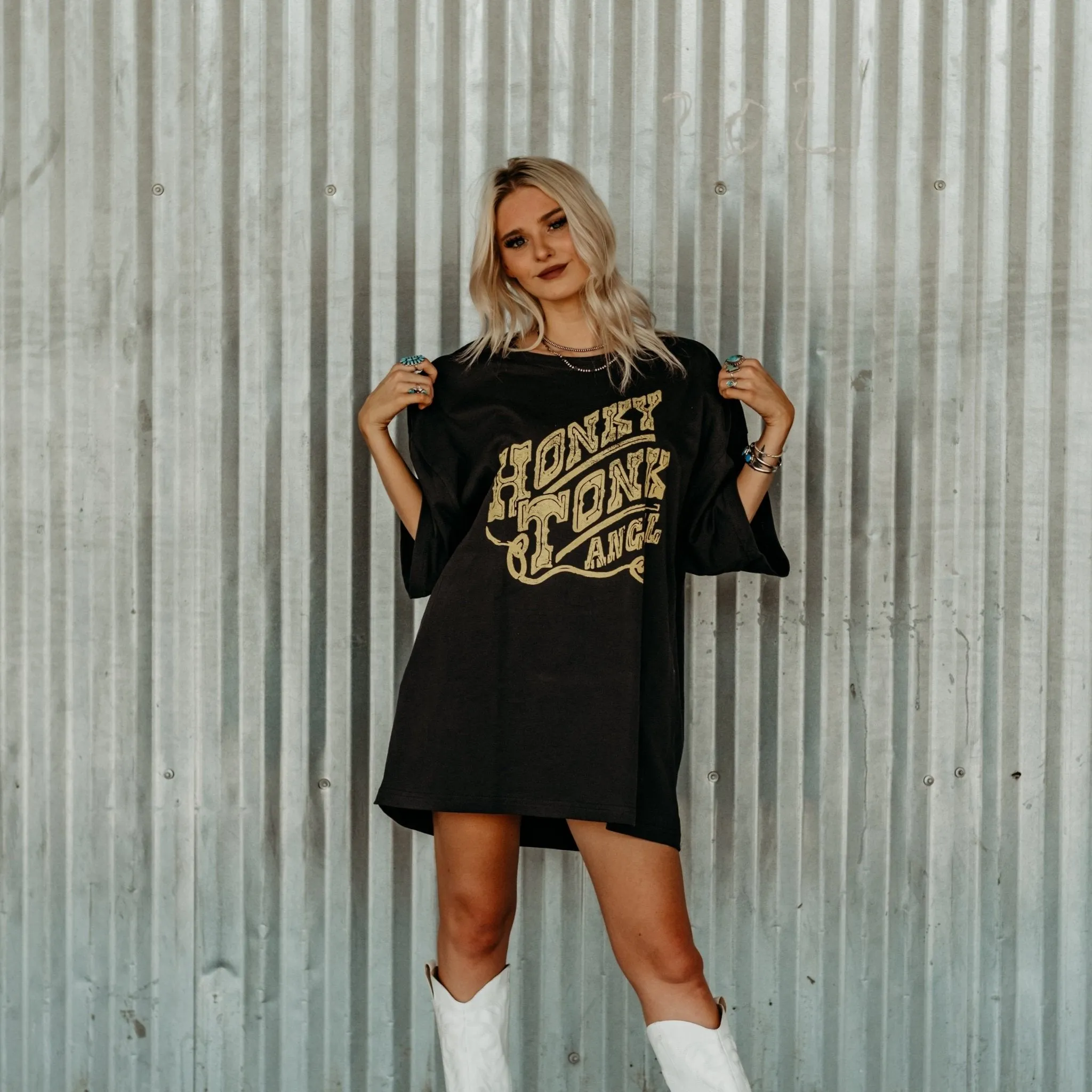 Oversized Honky Tonk Angel Graphic Tee