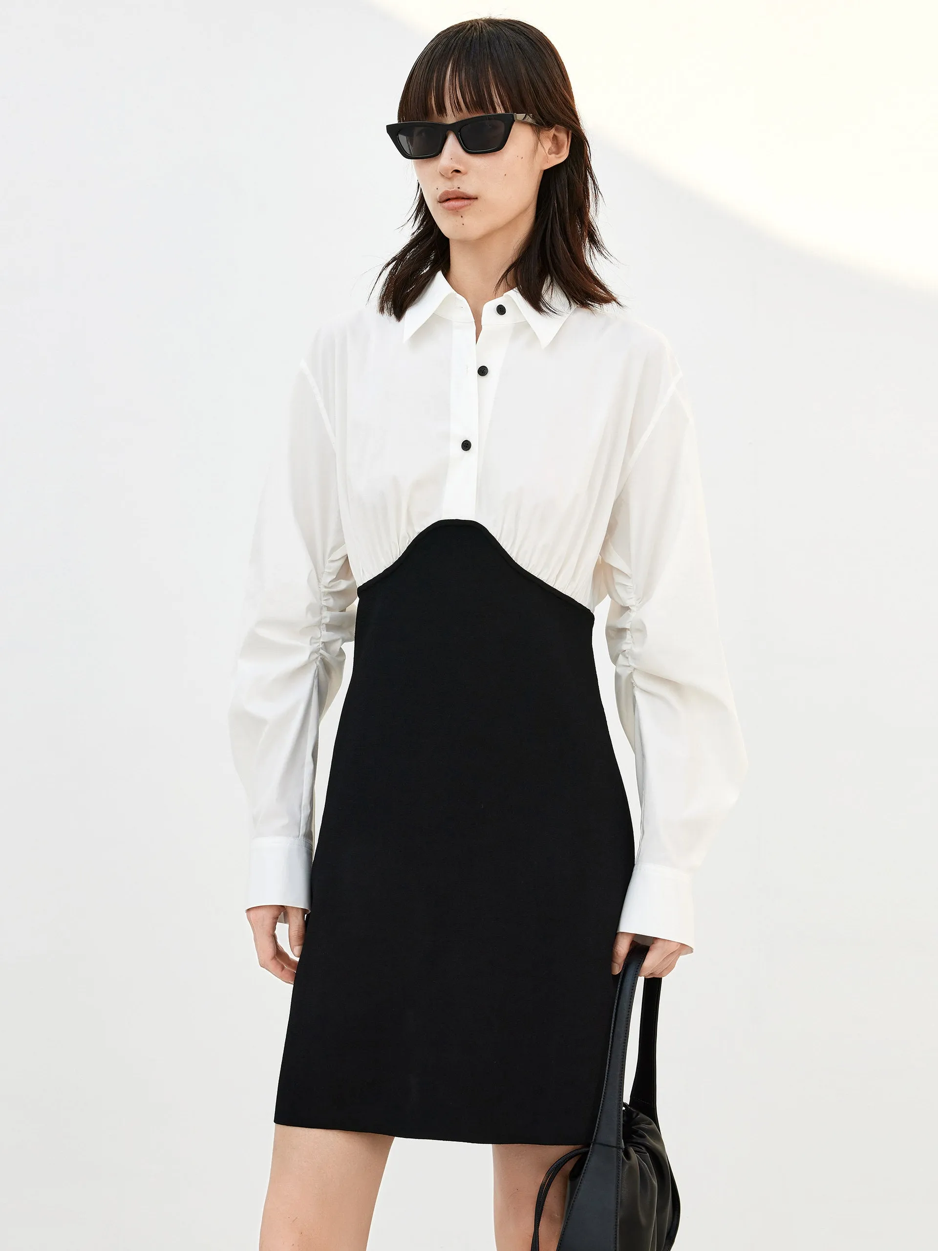 Panelled Mini Shirt Dress