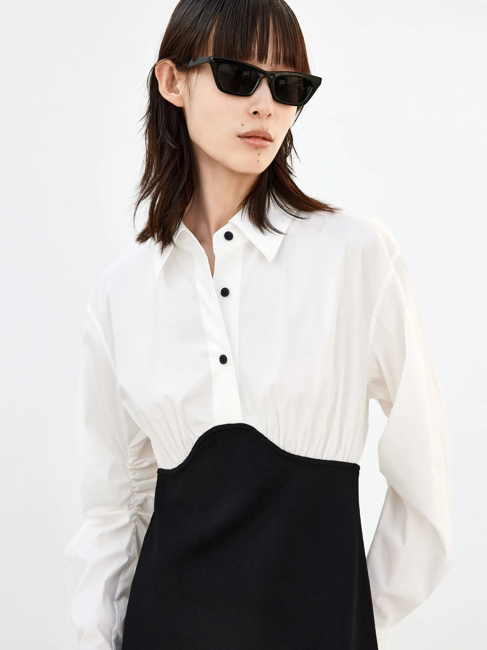 Panelled Mini Shirt Dress