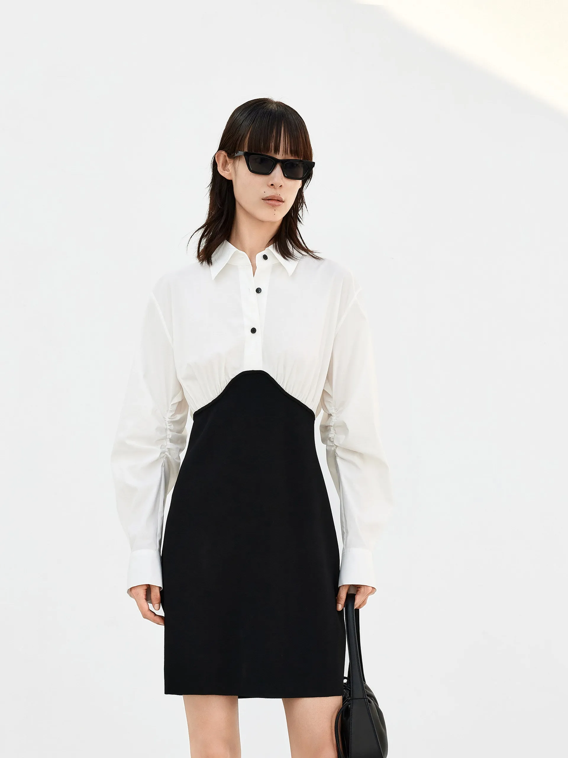 Panelled Mini Shirt Dress