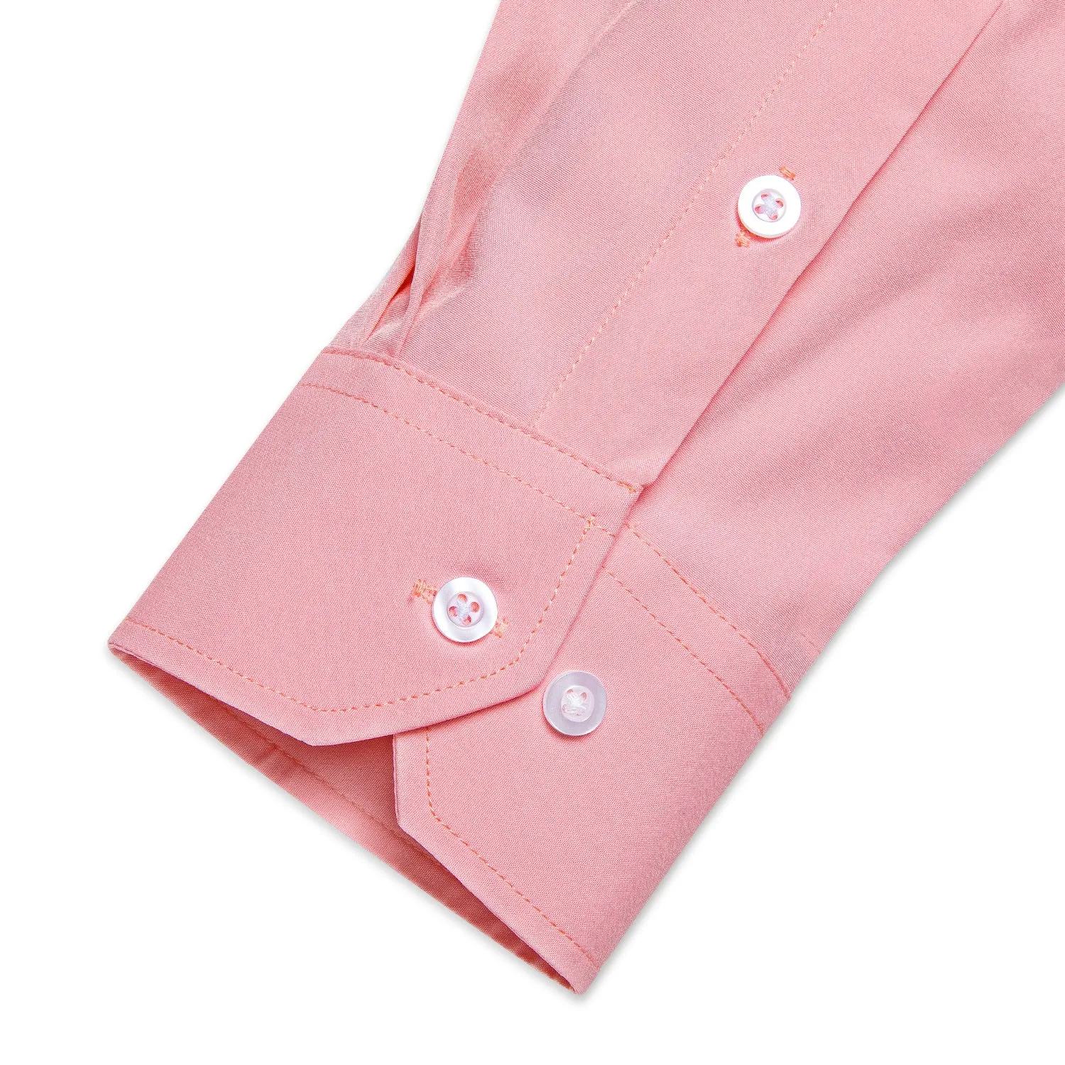 Pink Solid Silk Men's Long Sleeve Business Shirt