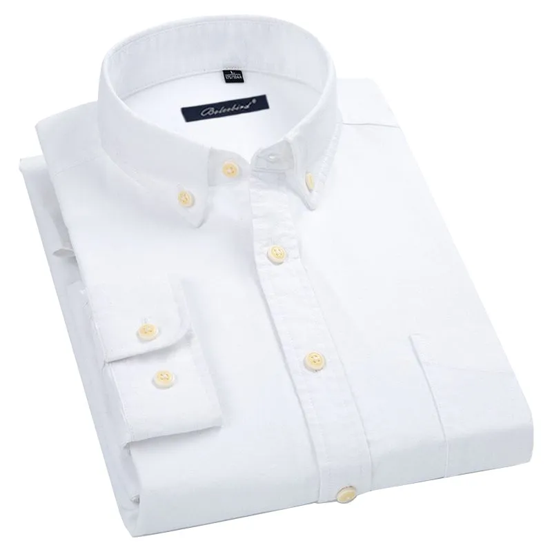 Plus Size Spring Men's Pure Cotton Shirt - Solid