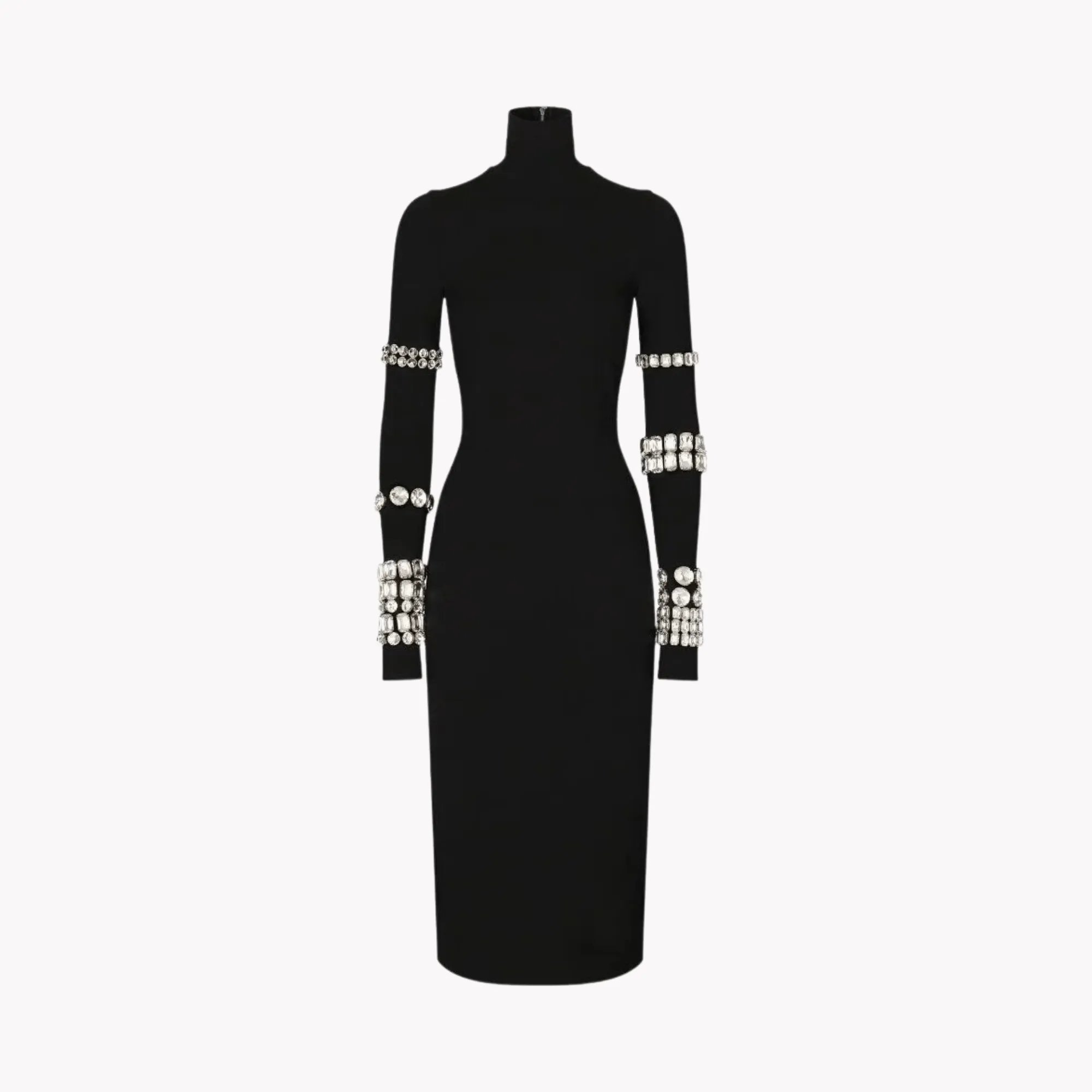 Pre Order:  Bejeweled Sleeve High-Neck Bodycon Dress - @phenomenalkat