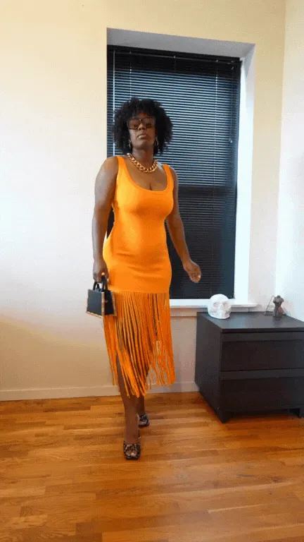 Pre Order:  Orange Tassel Knit Dress - @createdbyfortune