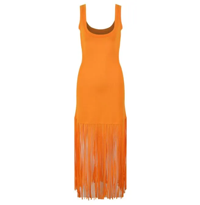 Pre Order:  Orange Tassel Knit Dress - @createdbyfortune