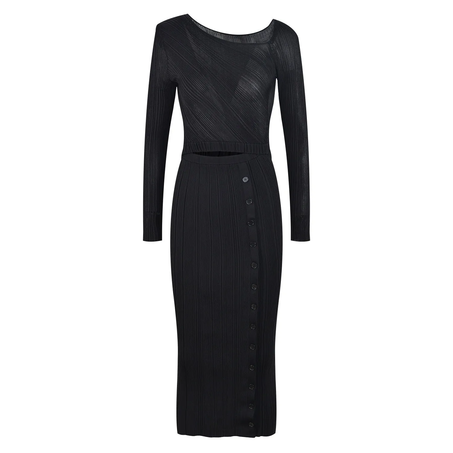 Pre Order:  Spliced Ribbed Knit Midi Dress