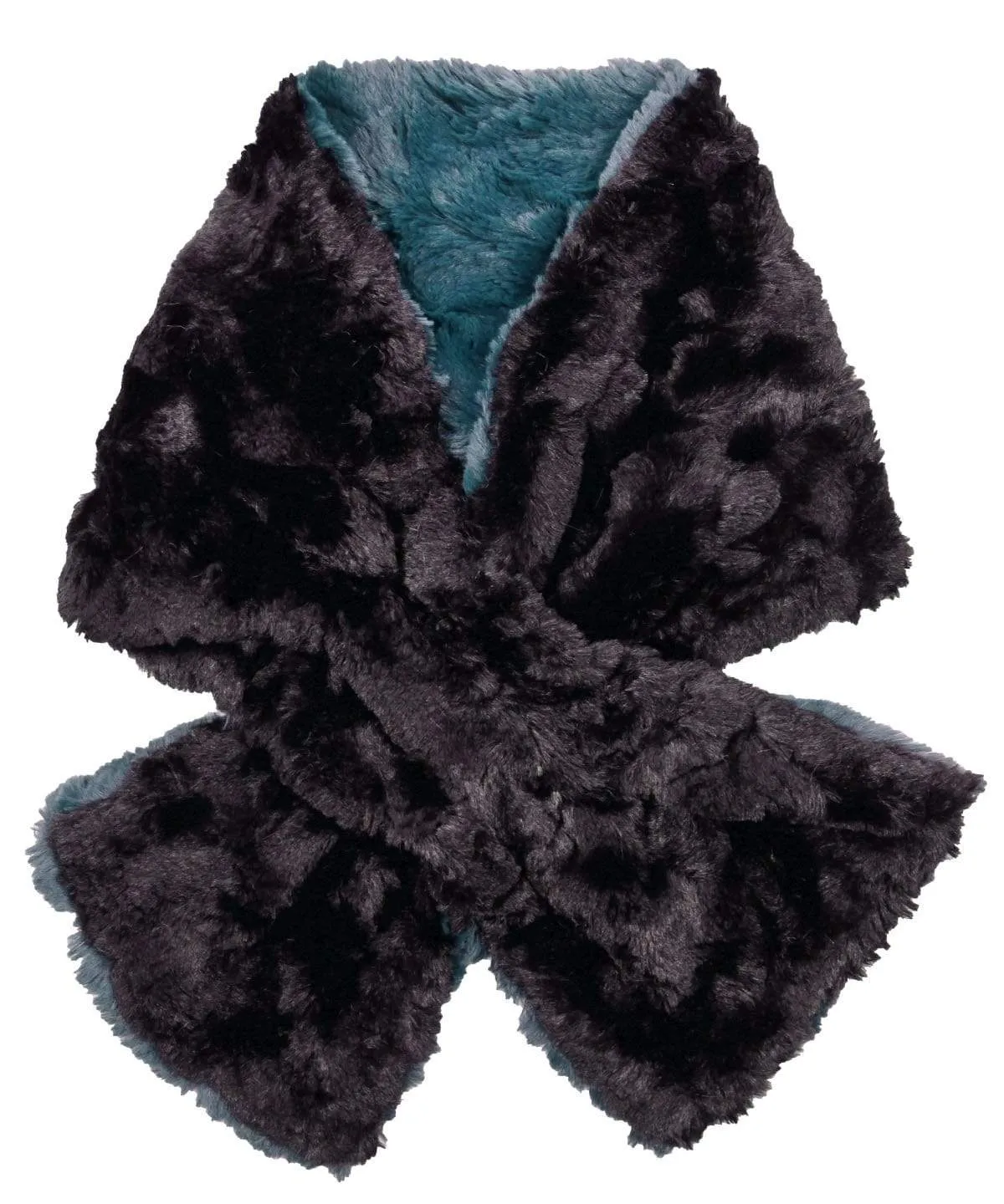 Pull-Thru Scarf - Luxury Faux Fur in Peacock Pond