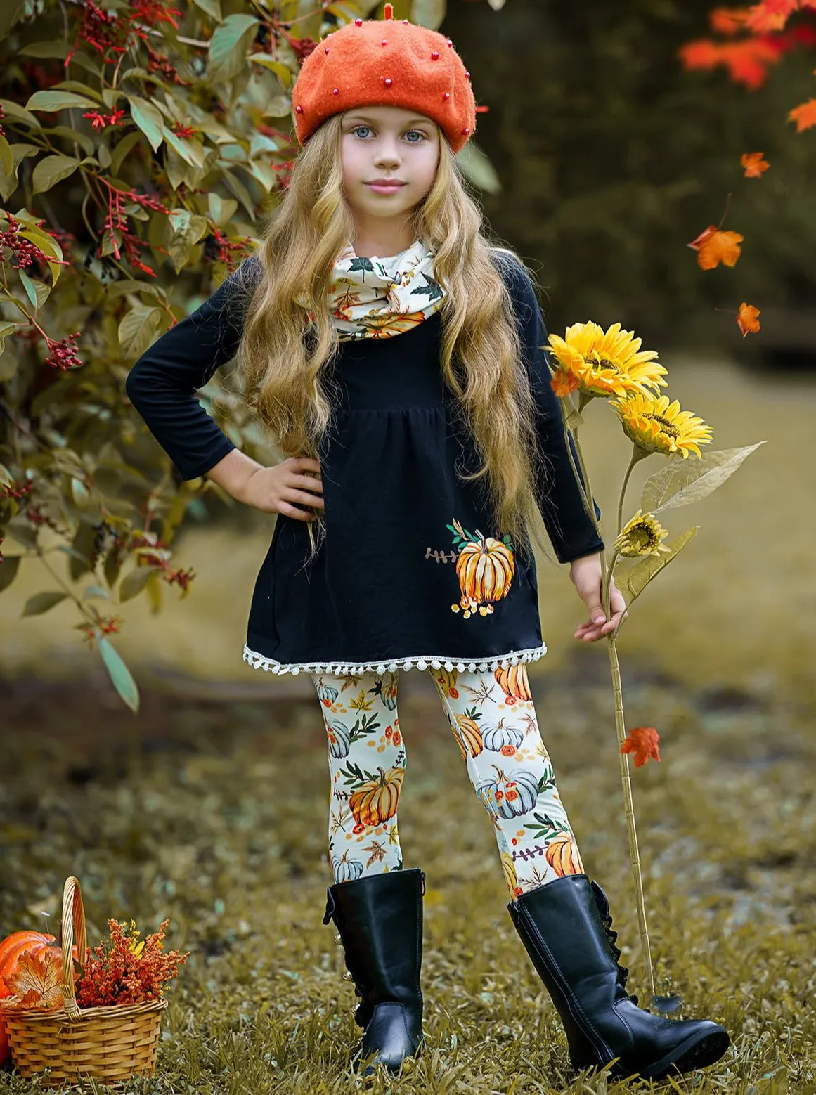 Pumpkin Picking Tunic, Legging and Scarf Set