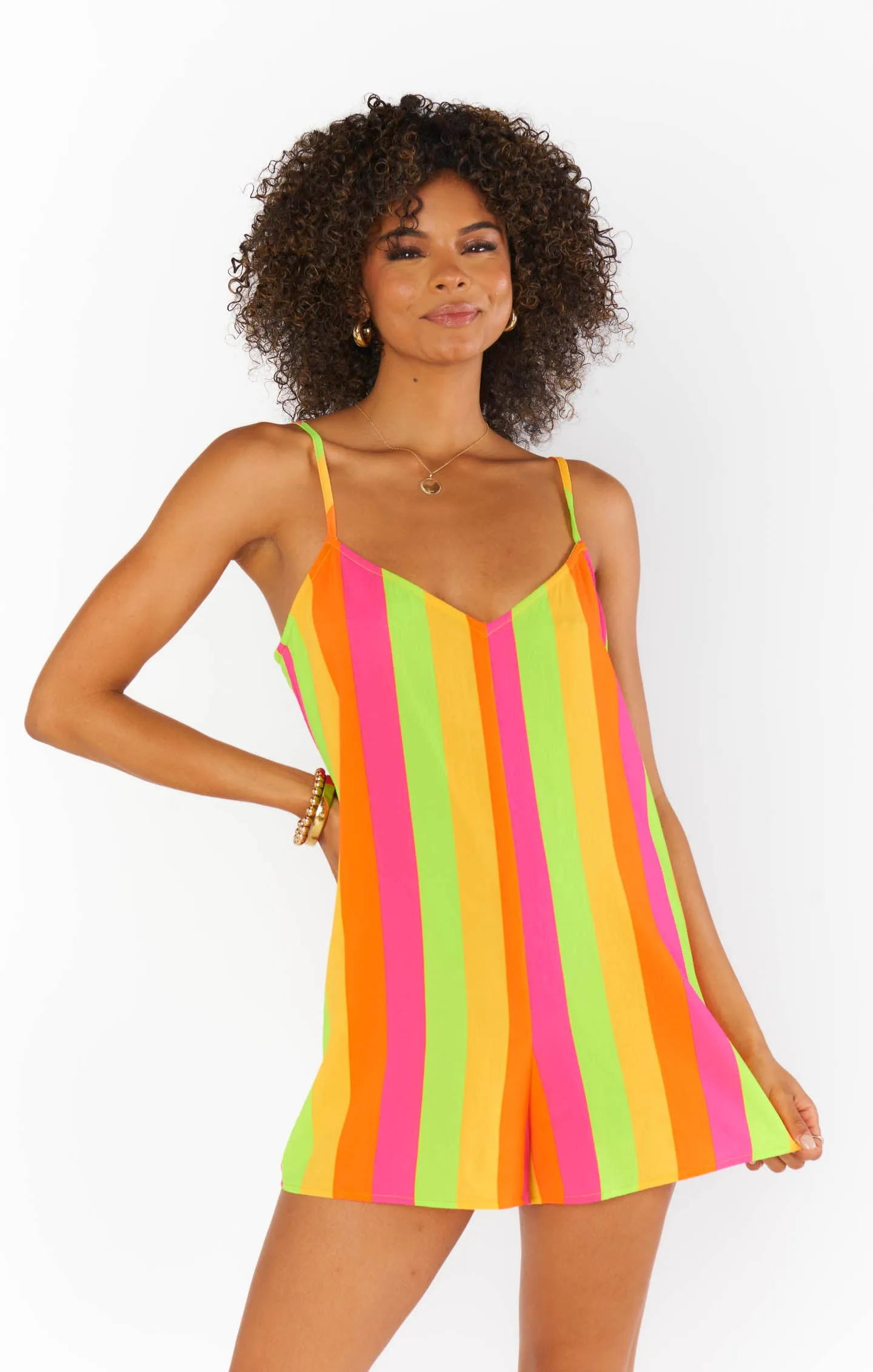 Rascal Romper ~ Neon Vacay Stripe