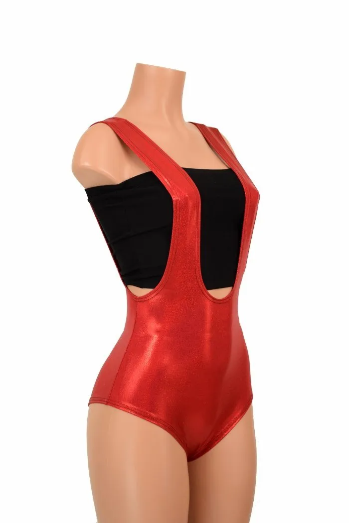 Red Sparkly Jewel Suspender Romper