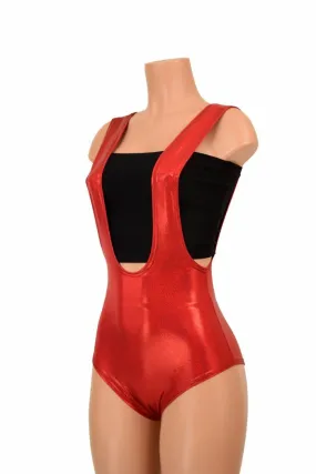 Red Sparkly Jewel Suspender Romper