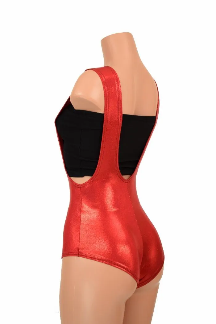 Red Sparkly Jewel Suspender Romper