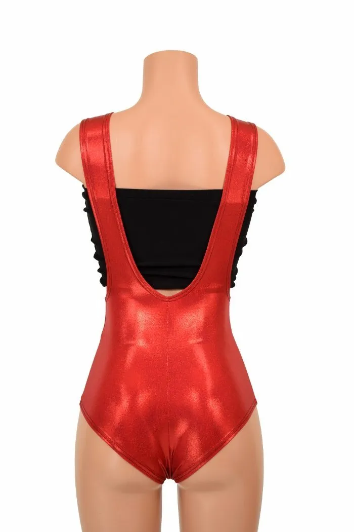 Red Sparkly Jewel Suspender Romper