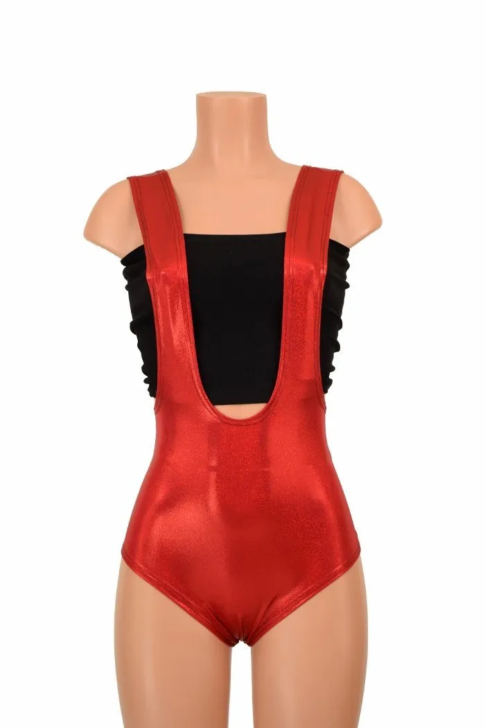 Red Sparkly Jewel Suspender Romper