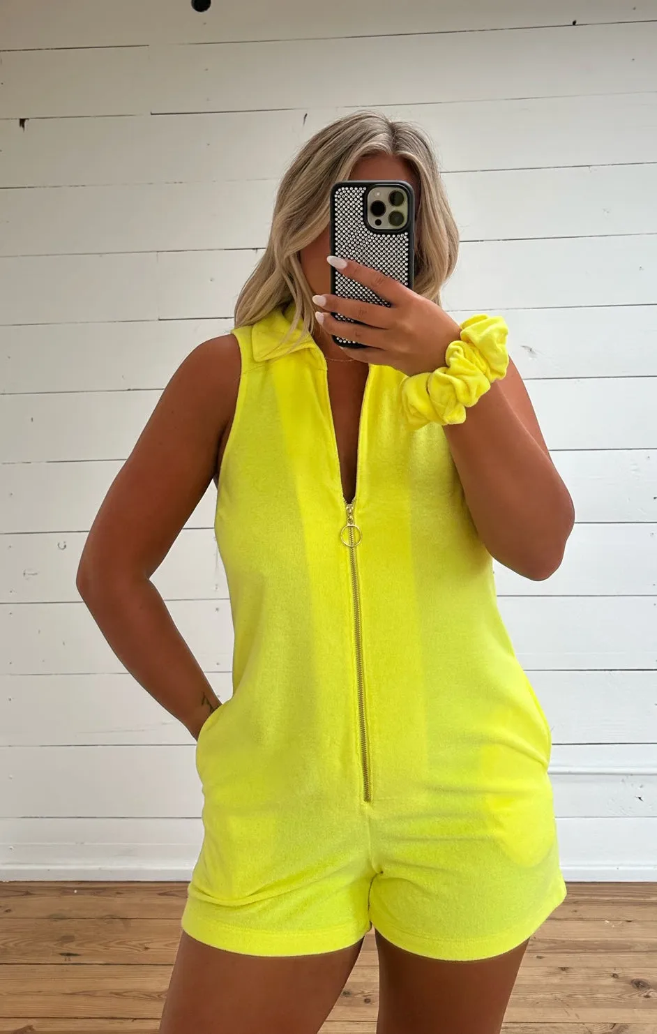 Reno Romper ~ Neon Yellow Terry