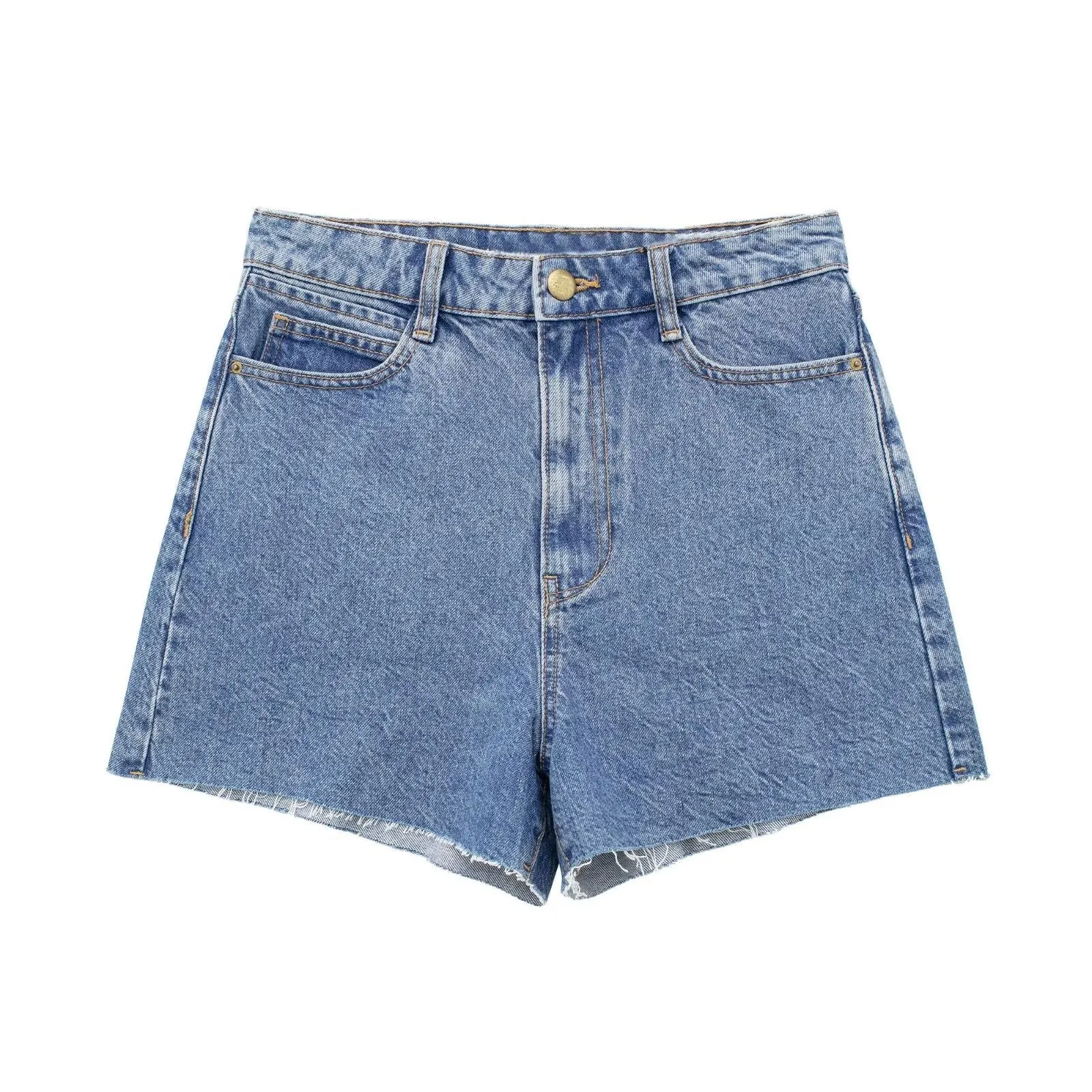 Retro High Waist Denim Shorts Niche Sexy Sexy Outer Wear Stretch Slim Fit All-Match Hem Frayed Pants