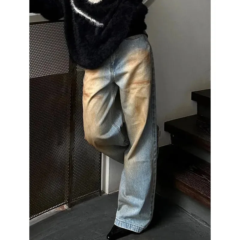 Retro Straight Hip-hop Vintage Denim Pants