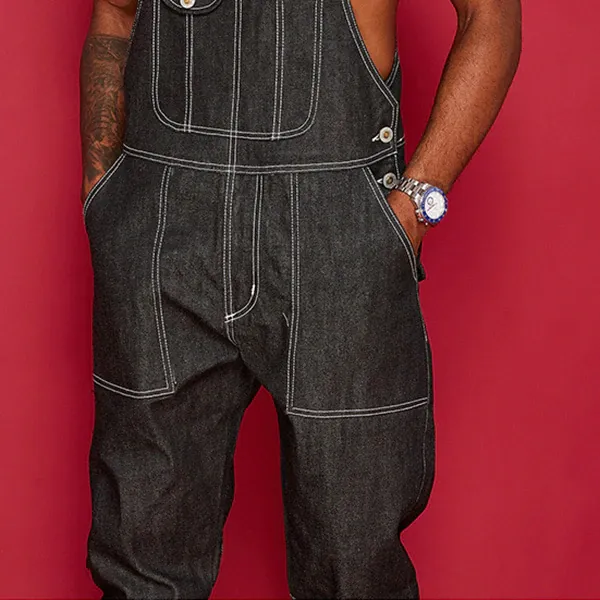 Retro Washed Denim Overalls