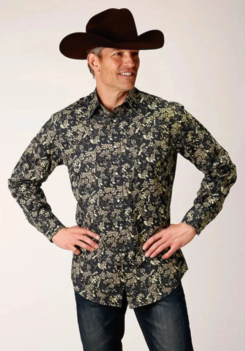 Roper Vintage Dark Floral (Black) - Men's Western Shirt