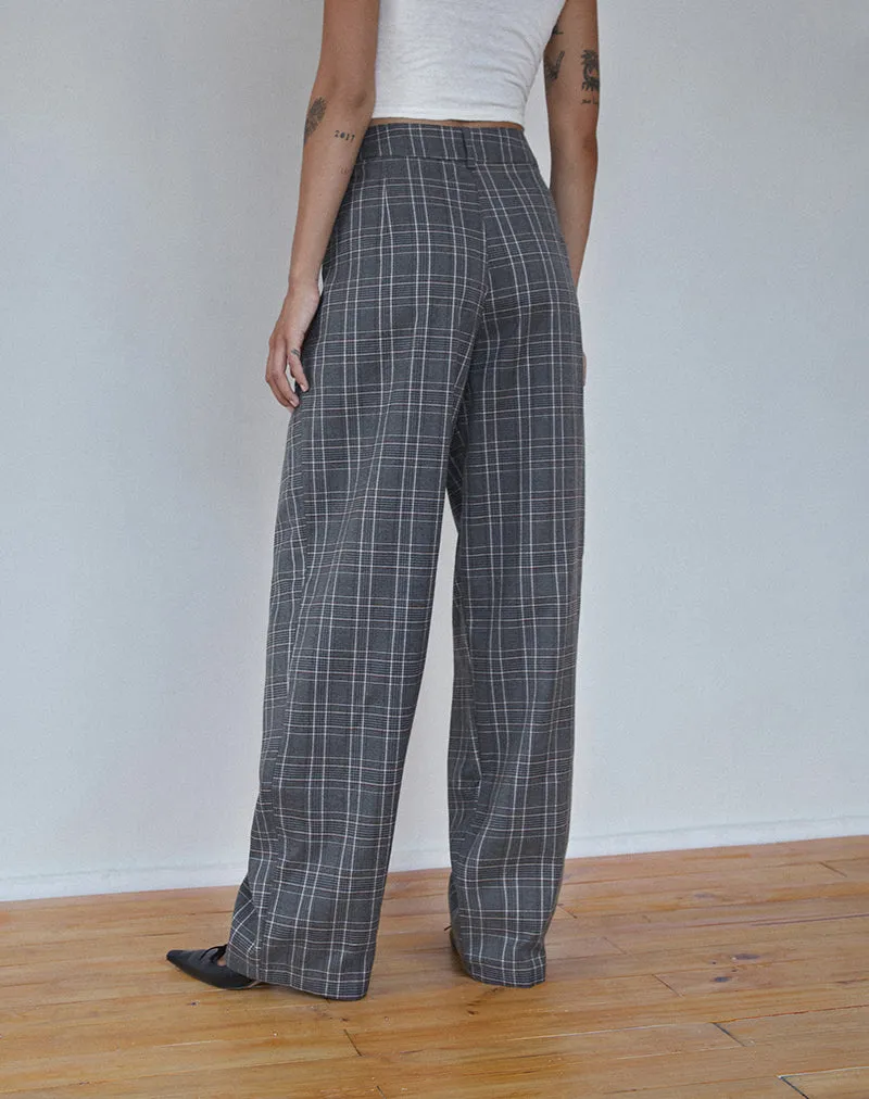 Sakaria Wide Leg Trouser in Grey Check