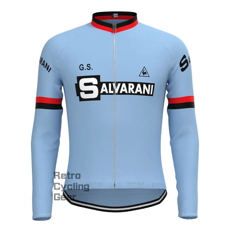 SALVARANI Blue Retro Long Sleeve Cycling Kit