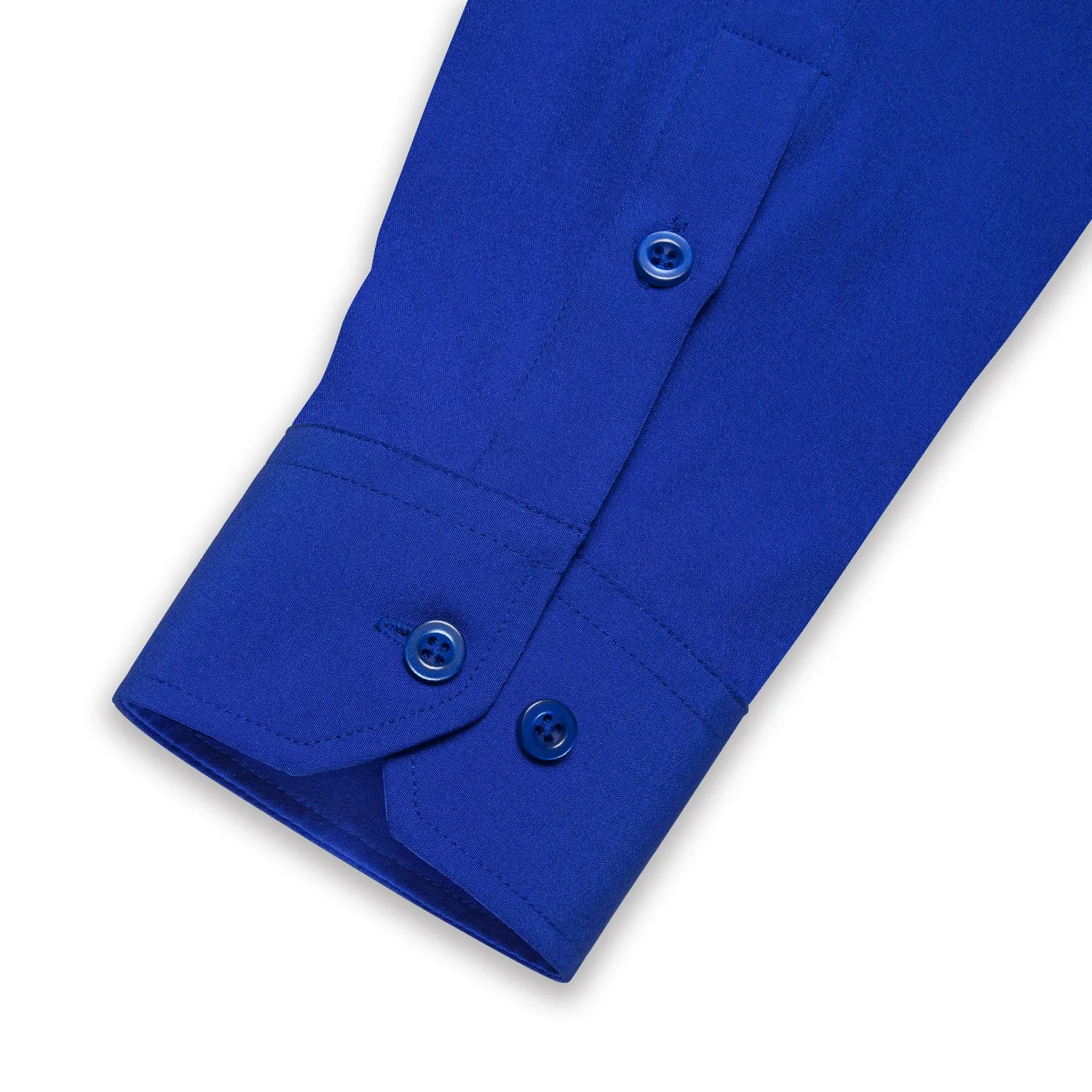 Sapphirine Blue Solid Silk Men's Long Sleeve Business Shirt