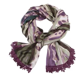 Scarf with Crochet Trim - Plum