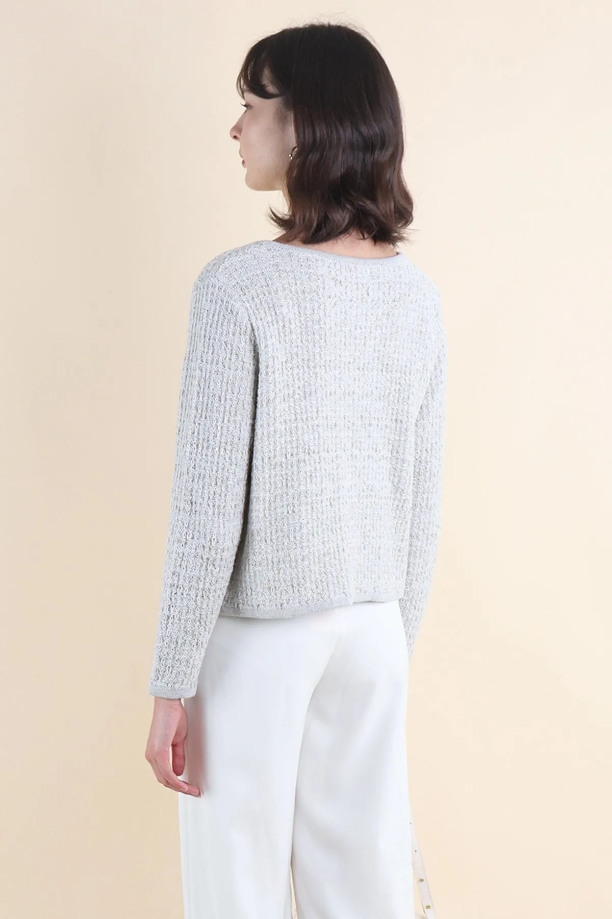 SERA TWEED KNIT CARDIGAN IN GREY