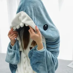 Shark Fleece Hooded Blanket (Size M-2XL)