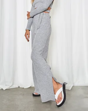 Side Split Obeli Trouser in Rib Grey