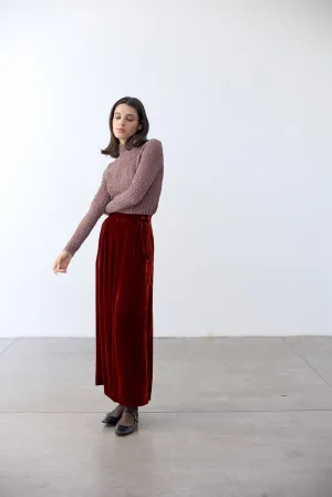 Silk Velvet Wide Leg Trousers - Paprika