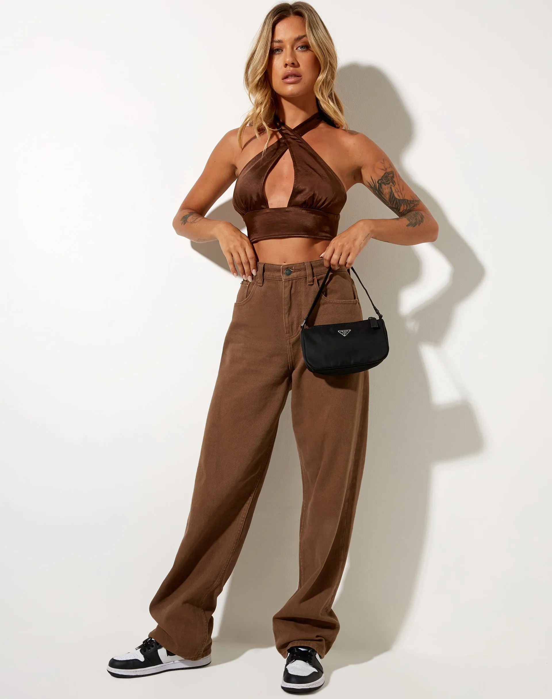 Silta Crop Top in Satin Chocolate