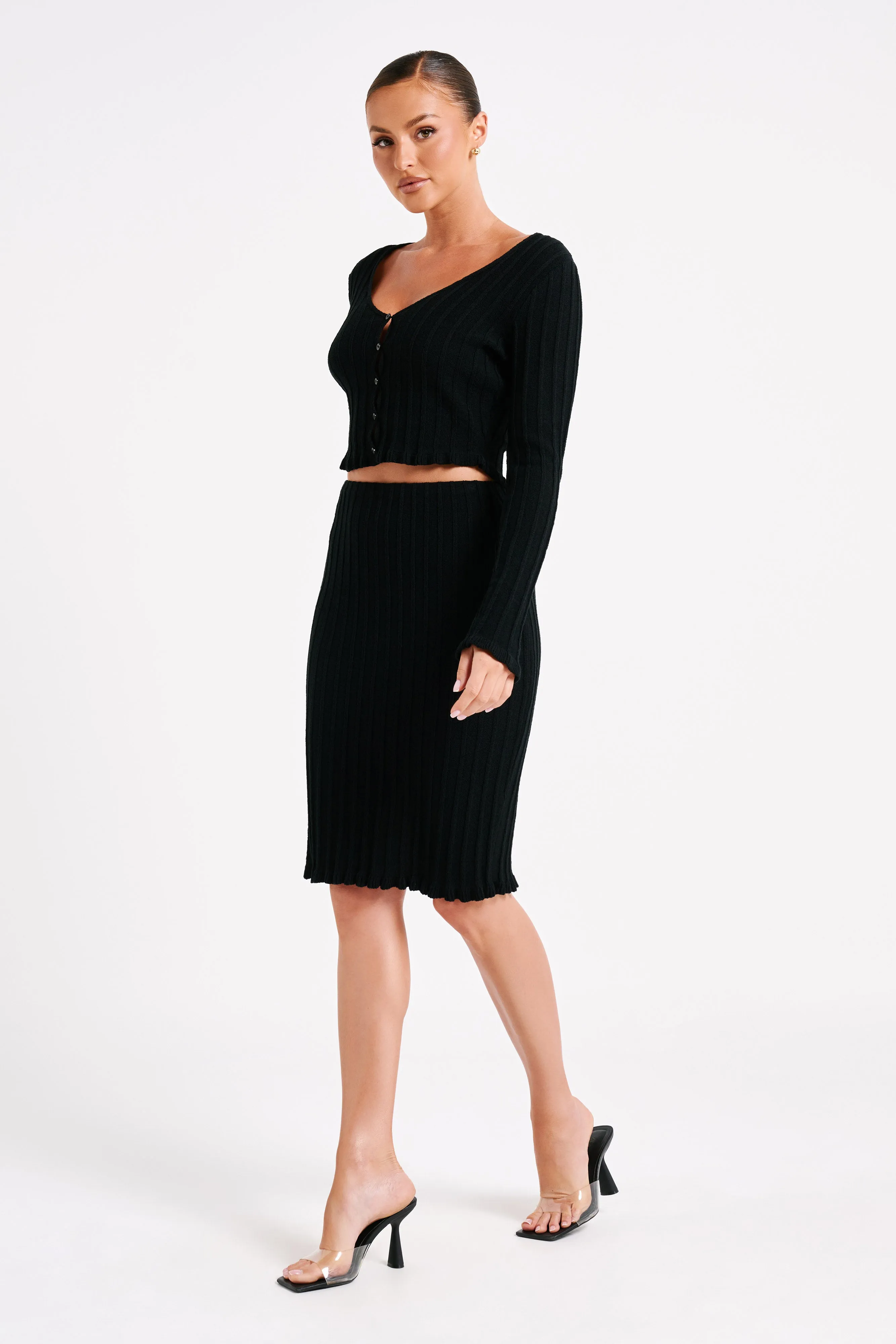 Silvia Knit Midi Skirt - Black