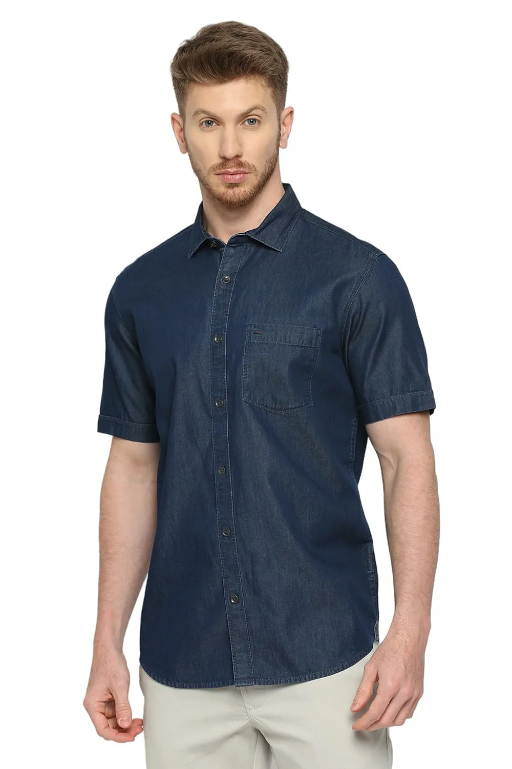 Slim Fit Cotton Halfsleeves Shirt