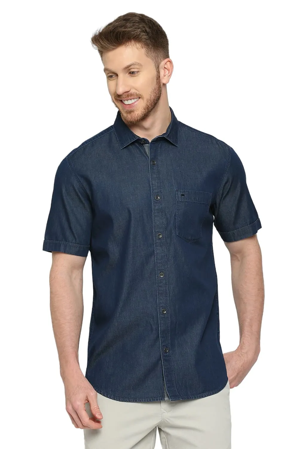 Slim Fit Cotton Halfsleeves Shirt