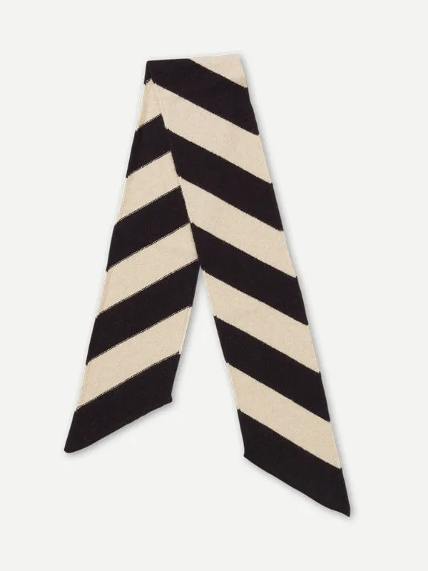 SMALL DIAGONAL STRIPE SCARF BLACK & COSSACK