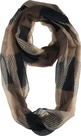 Soft Light Weight Diamond Plaid Pattern Elegant Sheer Infinity Scarf