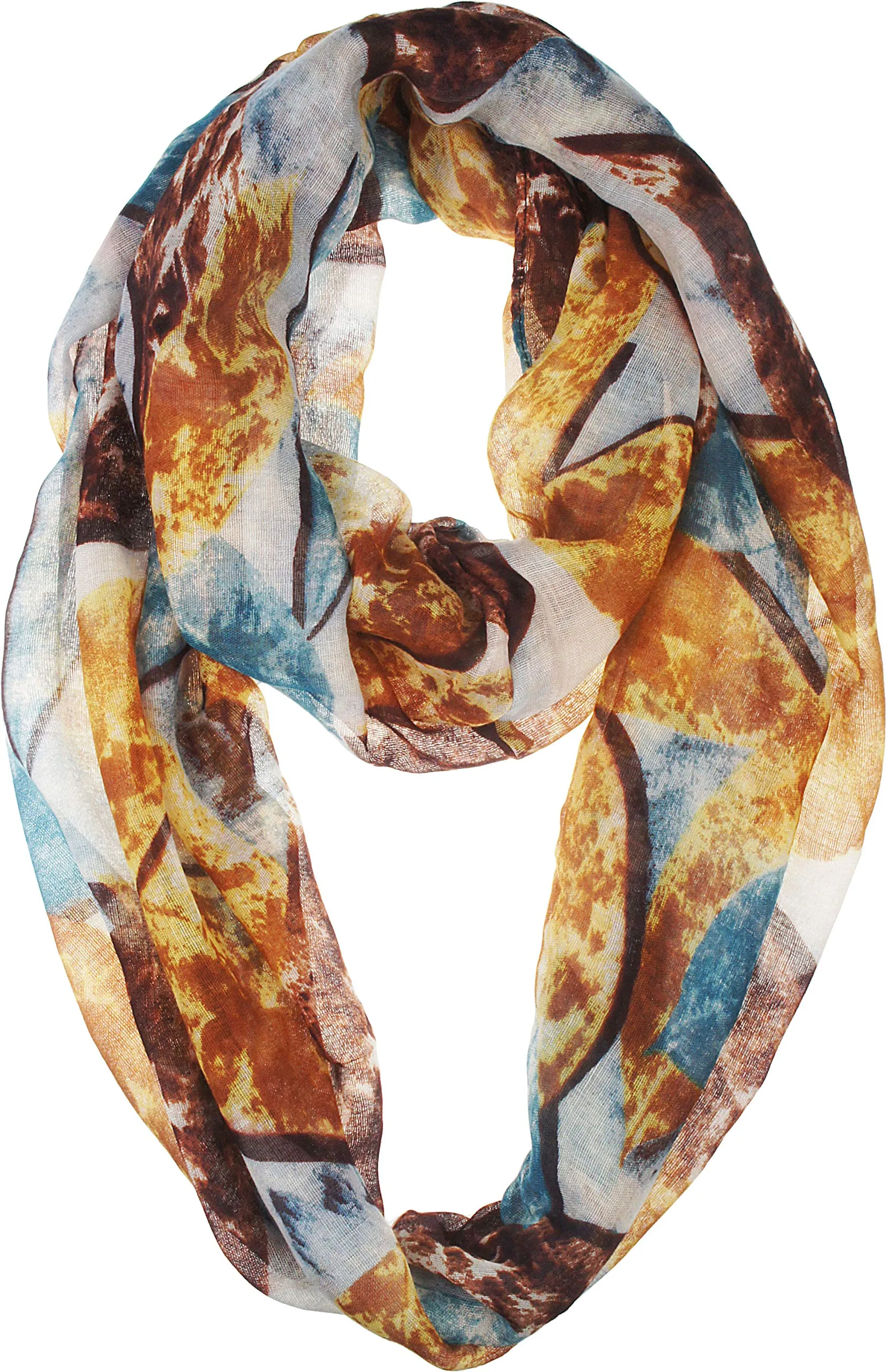 Soft Light Weight Elegant Leaf Print Sheer Infinity Scarf