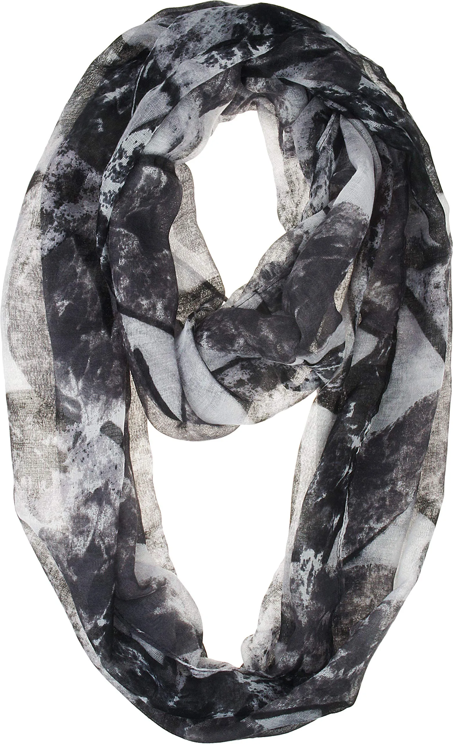 Soft Light Weight Elegant Leaf Print Sheer Infinity Scarf