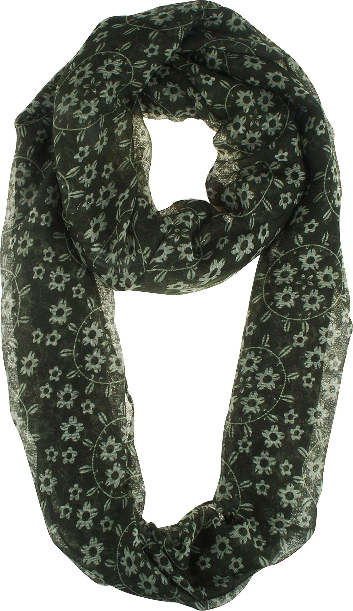 Soft Light Weight Sunflower Floral Elegant Sheer Infinity Scarf