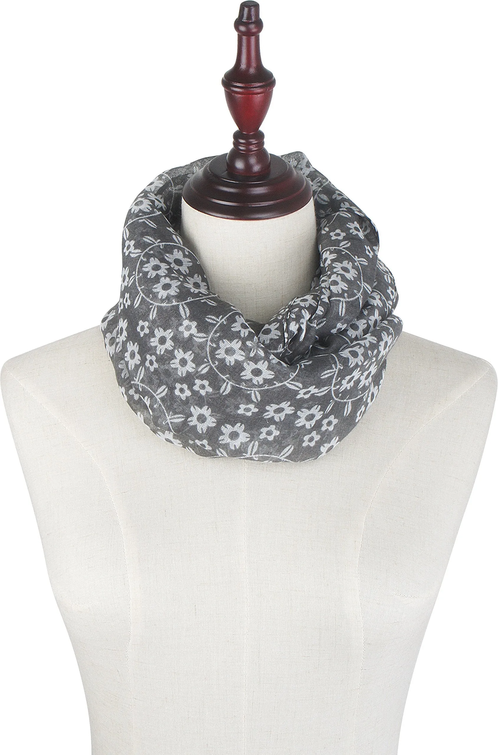 Soft Light Weight Sunflower Floral Elegant Sheer Infinity Scarf