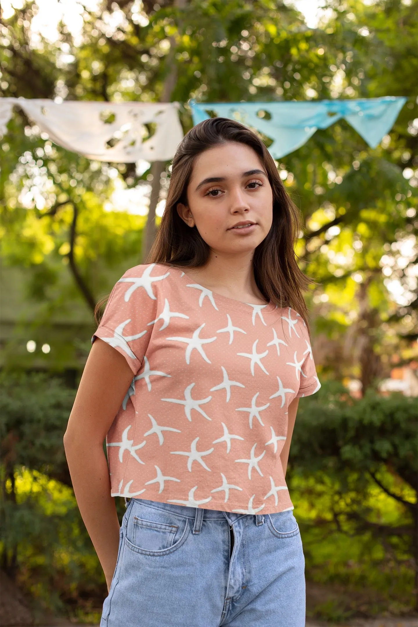 Stay Cool and Stylish: Summer Coral  Crop Tees for Women - Trendy, Casual, and Comfortable!