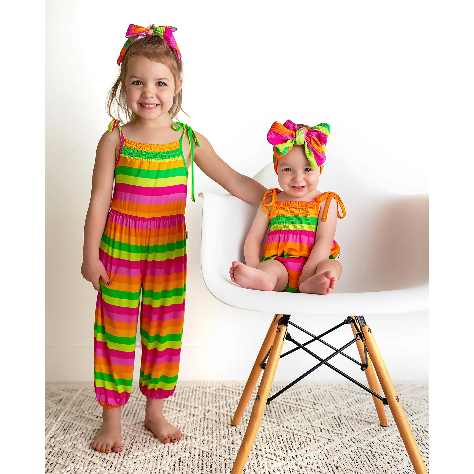 Stephanie Stripe SMOCKED BUBBLE ROMPER