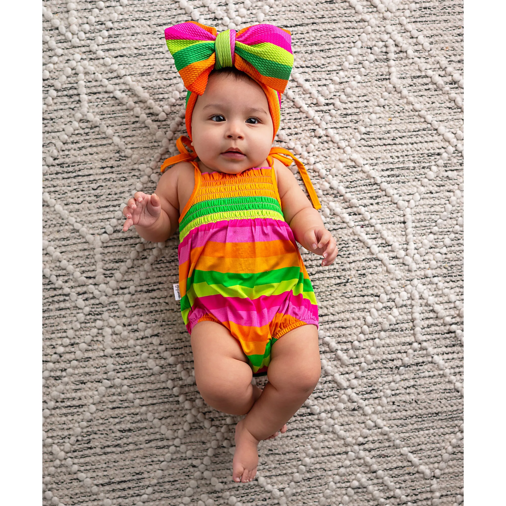 Stephanie Stripe SMOCKED BUBBLE ROMPER