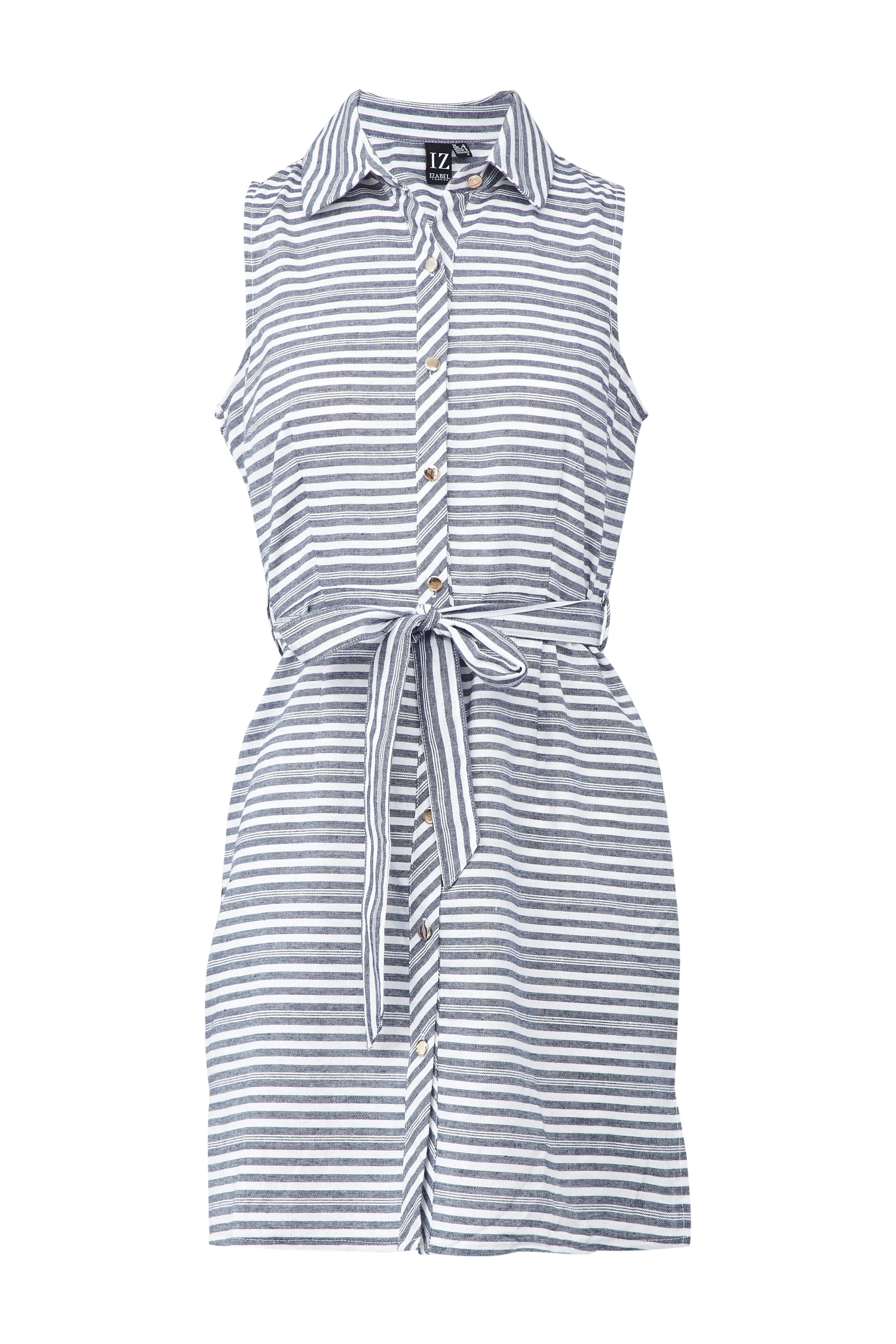 Striped Tie Waist Shirt Dress