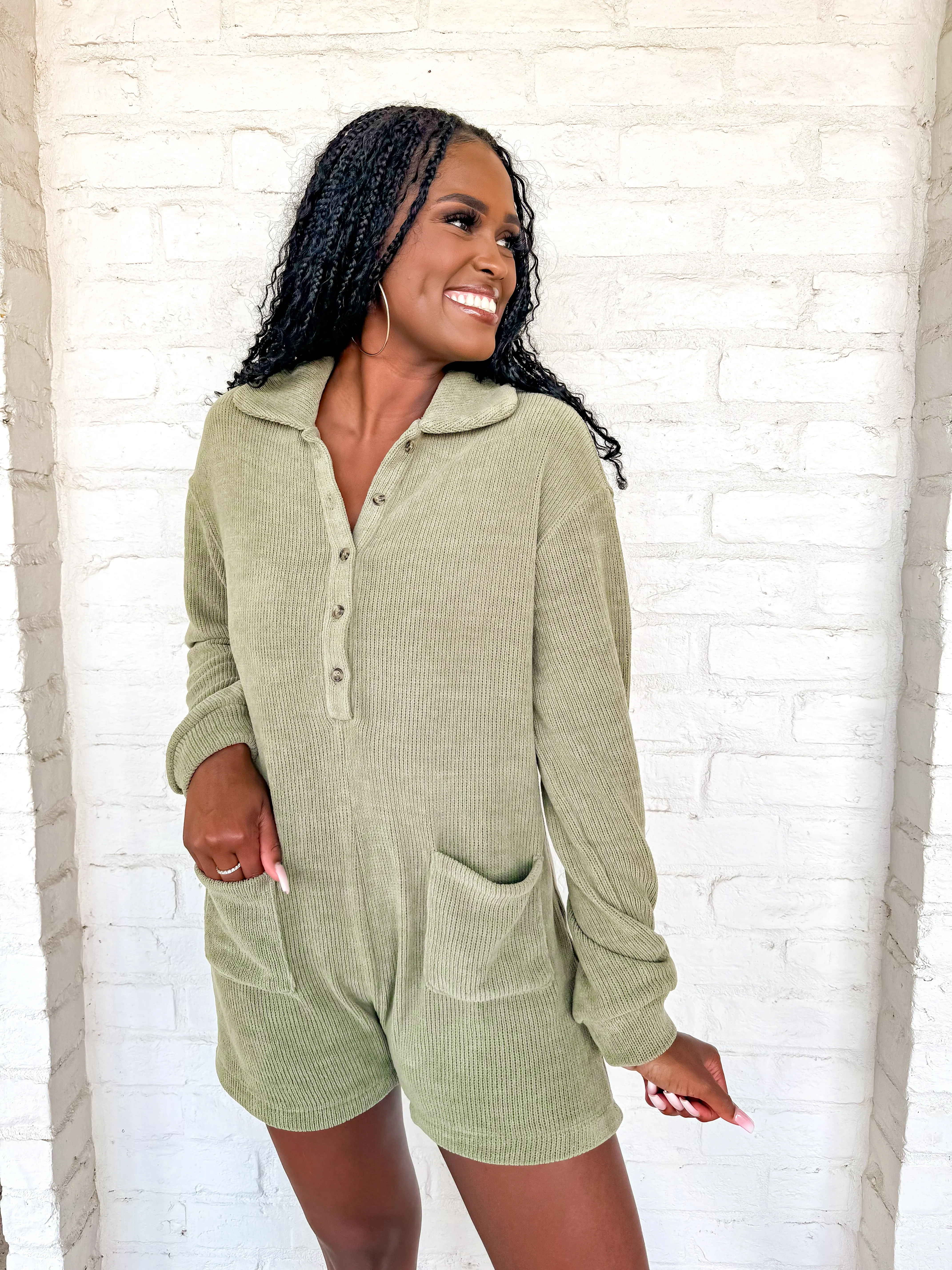 The First Step Romper Olive