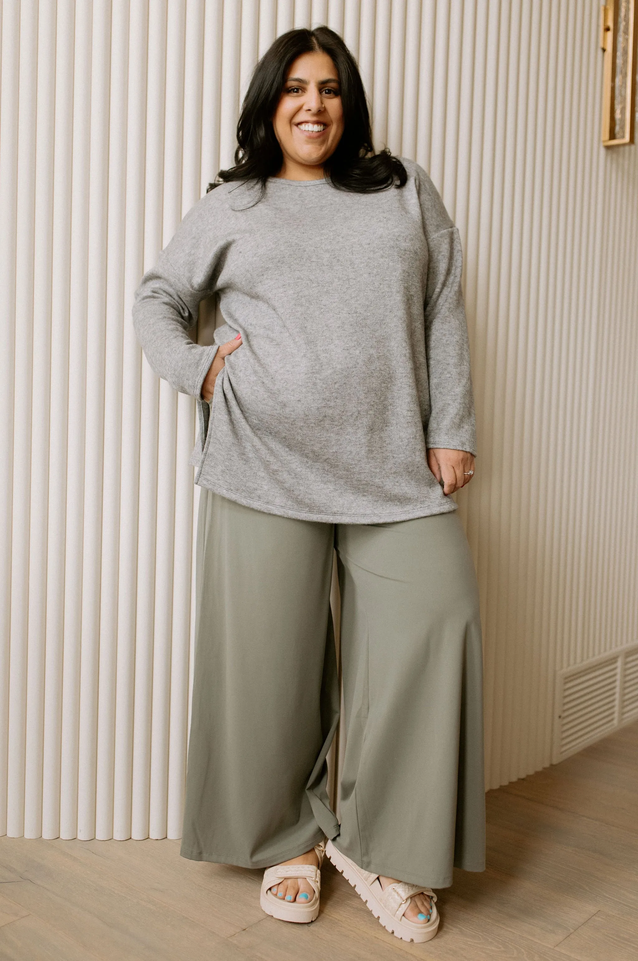 The Georgia Wide Leg Pant by NLT - Sage - PLUS